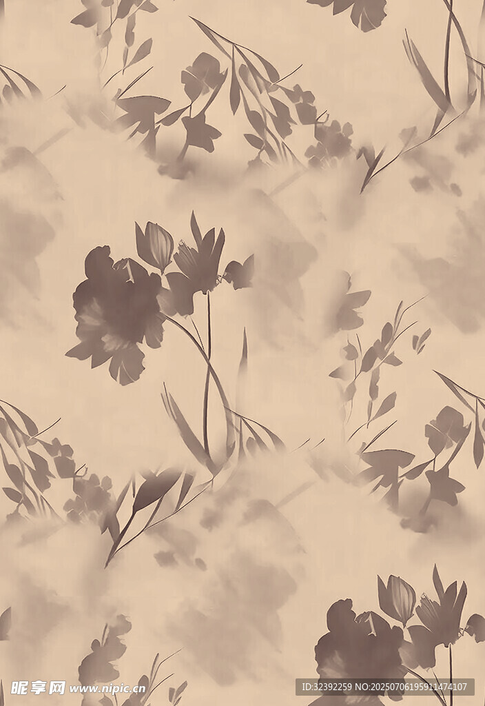 复古花卉图案布料纹理