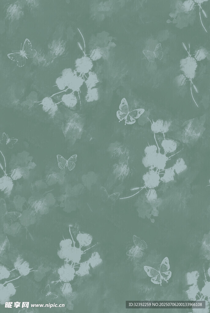 淡绿底白花简约纹理图案