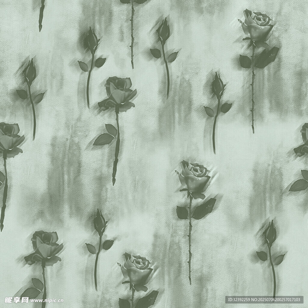 水墨风玫瑰图案背景