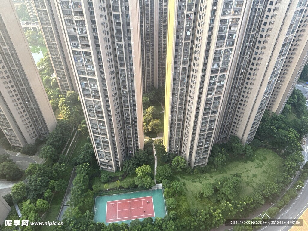 高层住宅区俯瞰景观