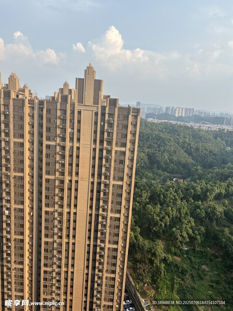 高层住宅俯瞰绿树景观