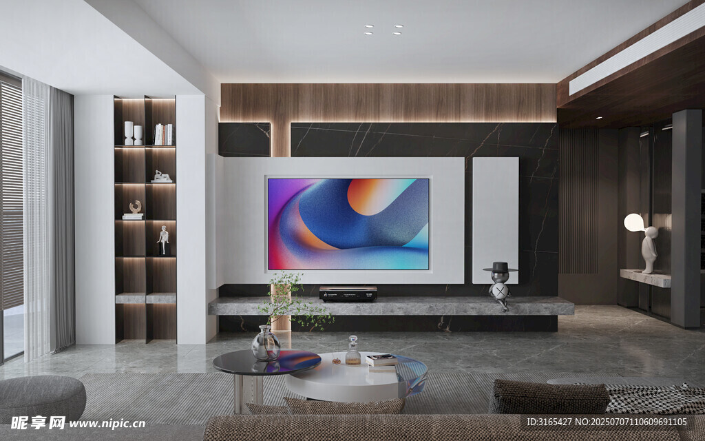 现代简约风客厅电视墙设计