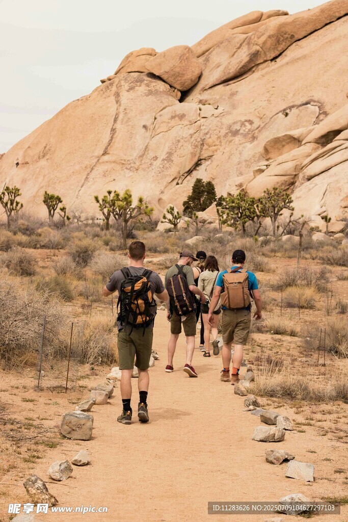沙漠徒步旅行者队伍