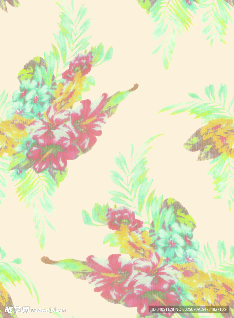 多彩树叶花卉图案纹理