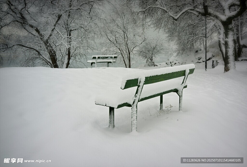 雪后公园长椅