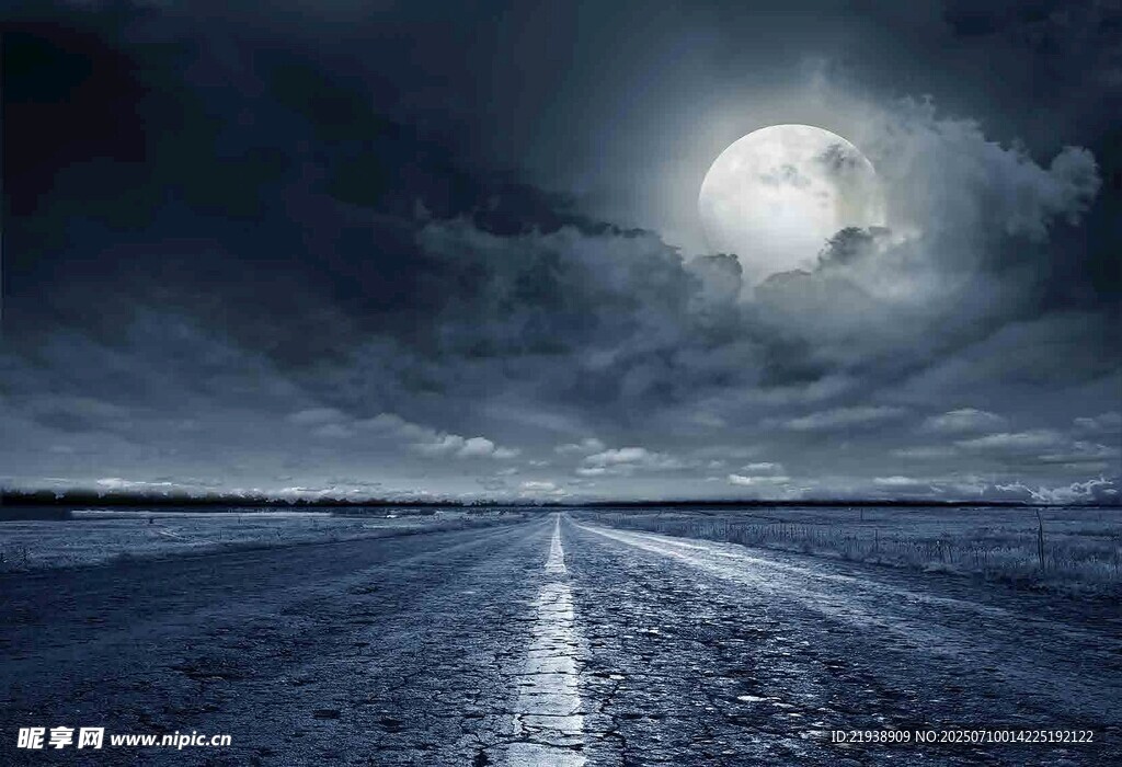 月夜下的孤独公路