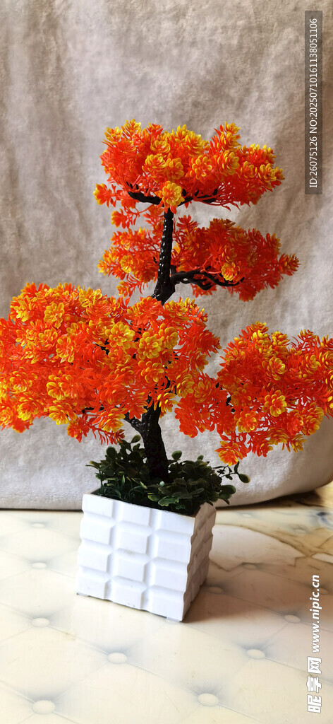 仿真橙色花卉盆栽摆件