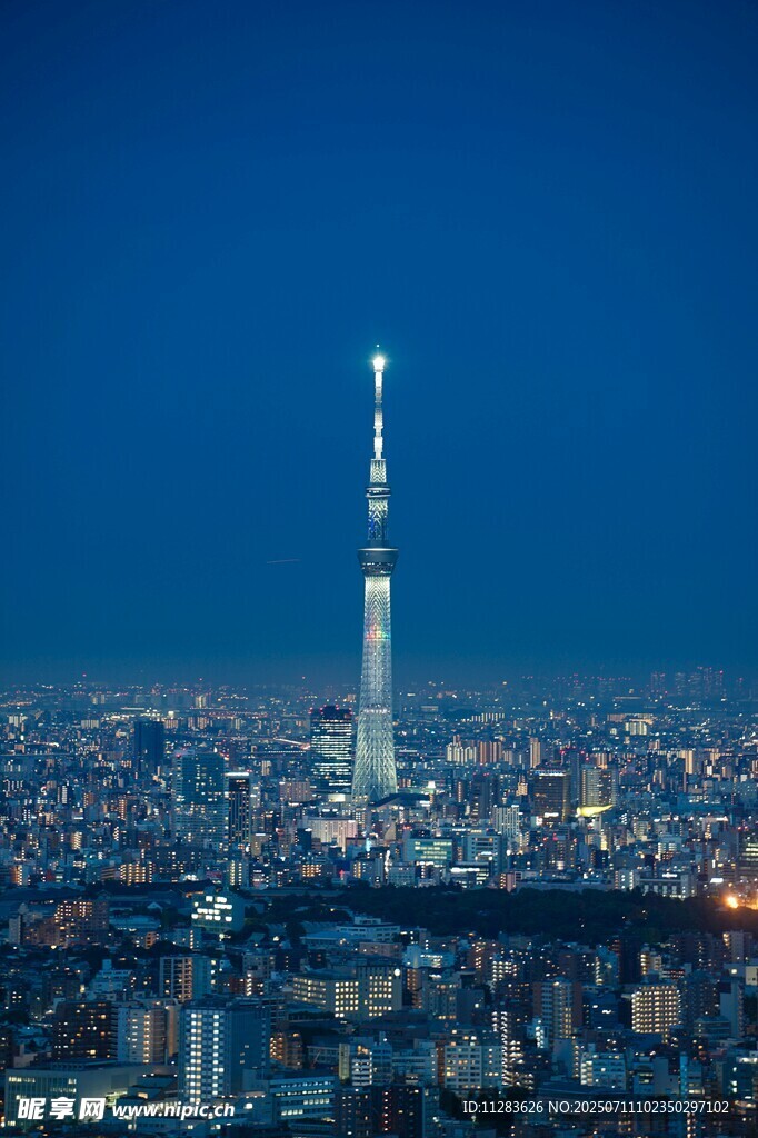 东京夜景中的璀璨晴空塔