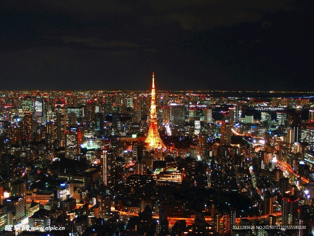 东京夜景璀璨灯火辉煌