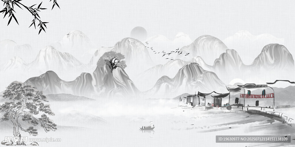 水墨山水间的静谧村落