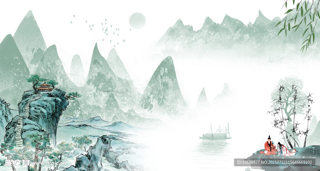 水墨山水间的诗意景致