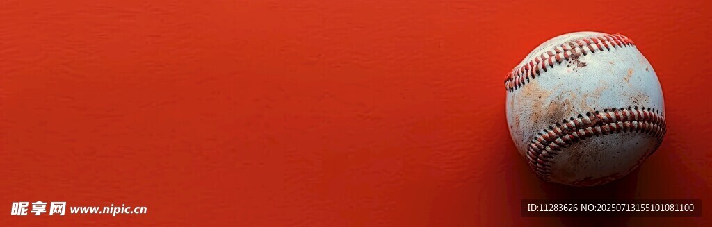 红色背景上的白色棒球