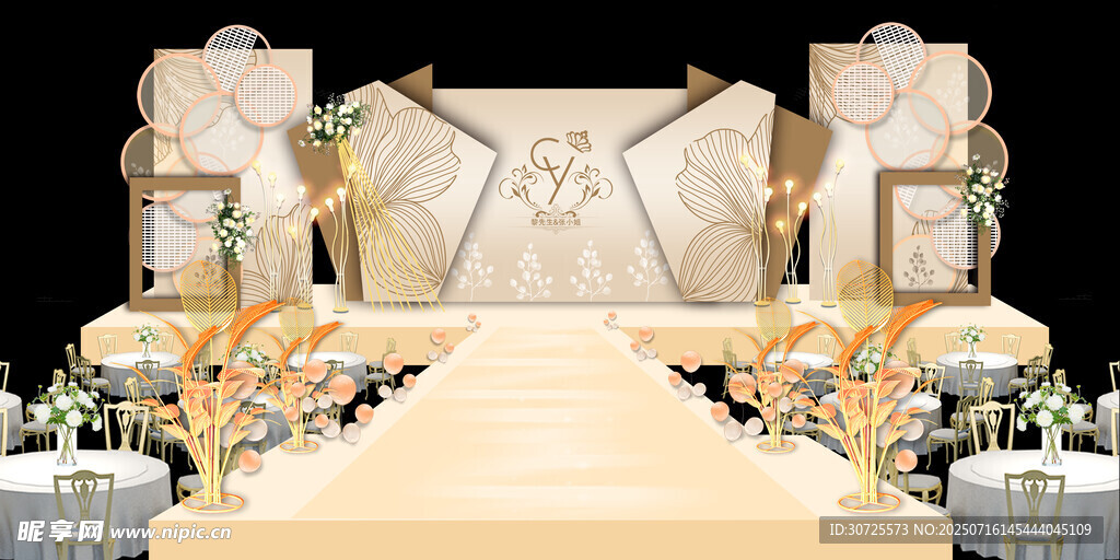 豪华婚礼仪式舞台布置