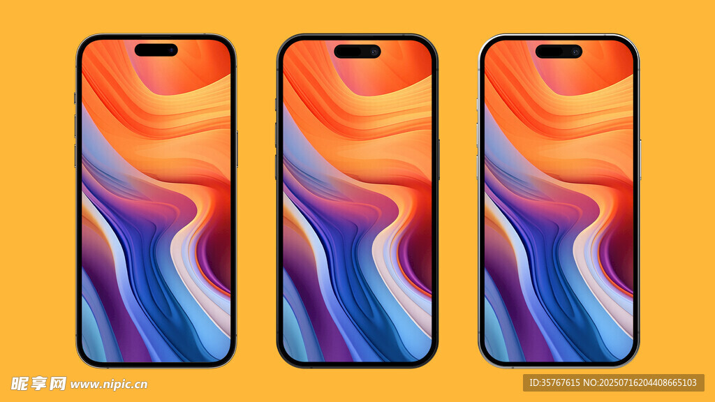 三部色彩绚丽的智能手机样机