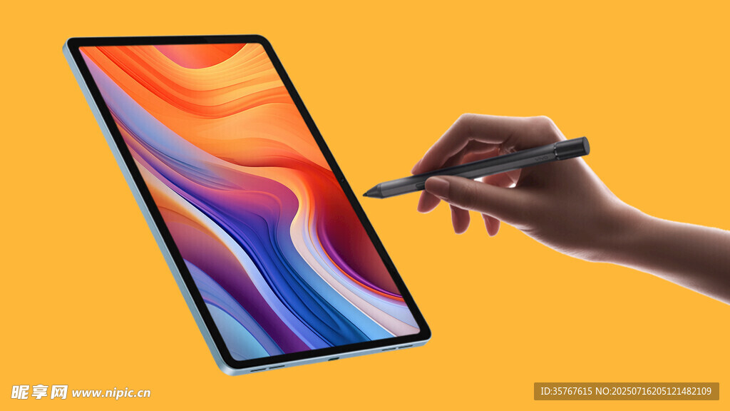 手持笔操作的平板电脑样机