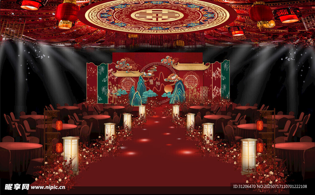 中式婚礼红色舞台