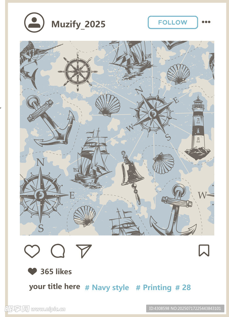 航海风满印印花底纹