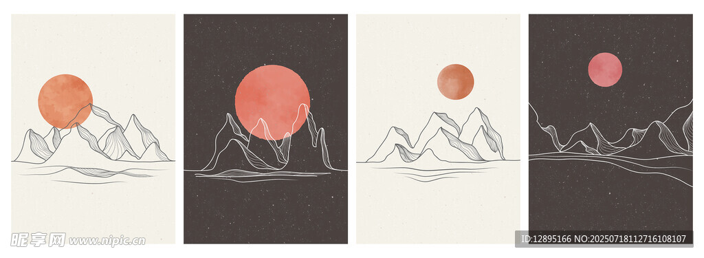 抽象圆形艺术画作展示