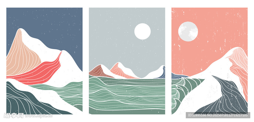 山川海洋风景图案