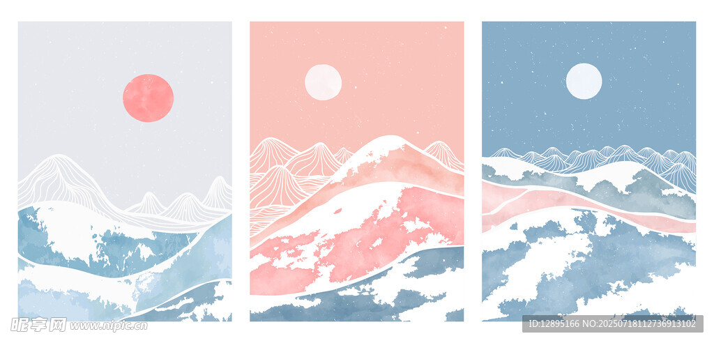 日式浮世绘风格海浪风景图