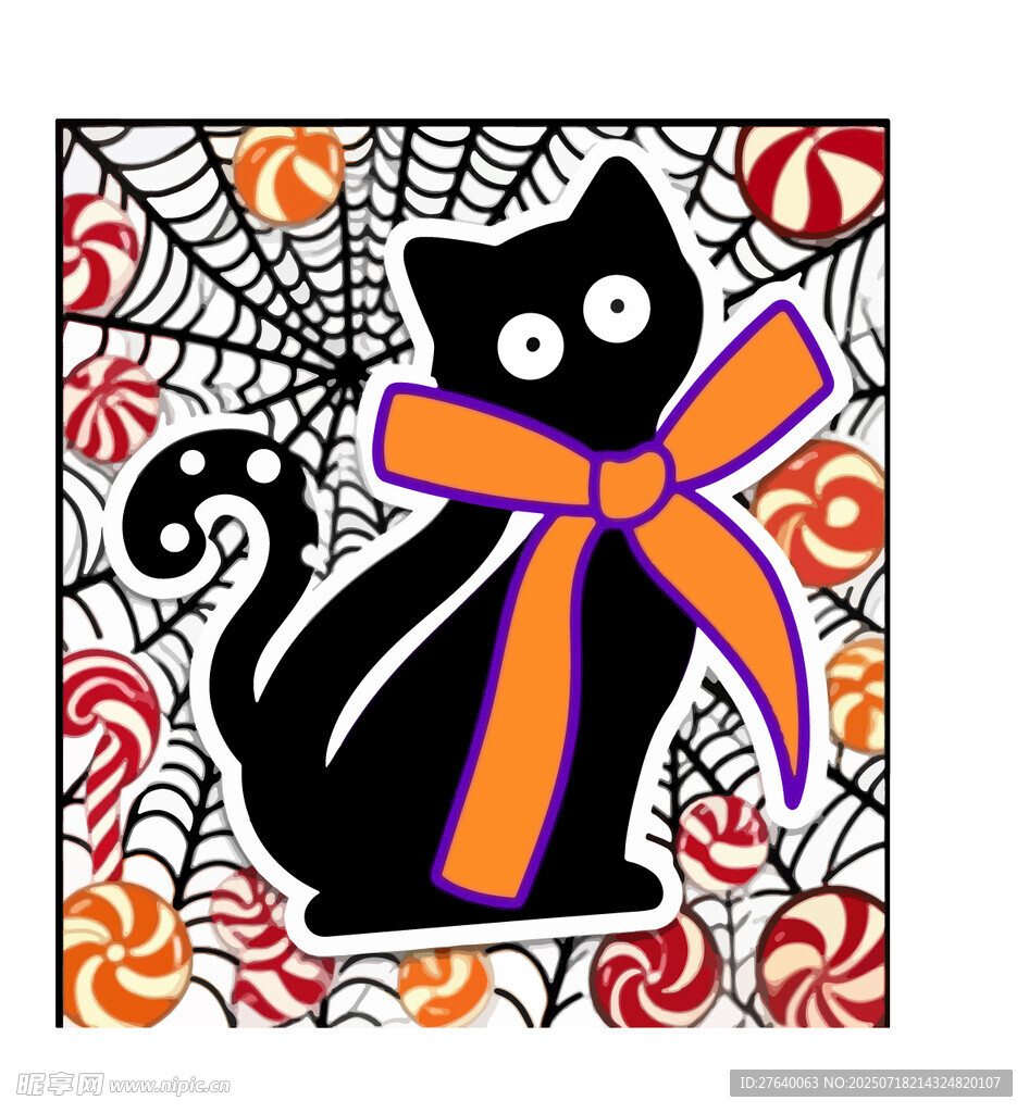 万圣节黑猫插画