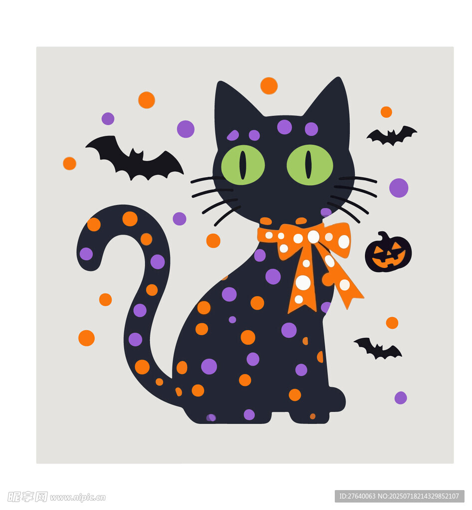 万圣节黑猫插画
