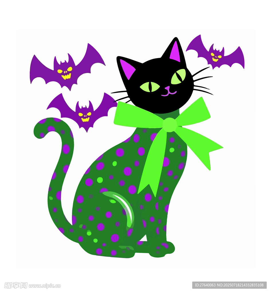 万圣节黑猫插画