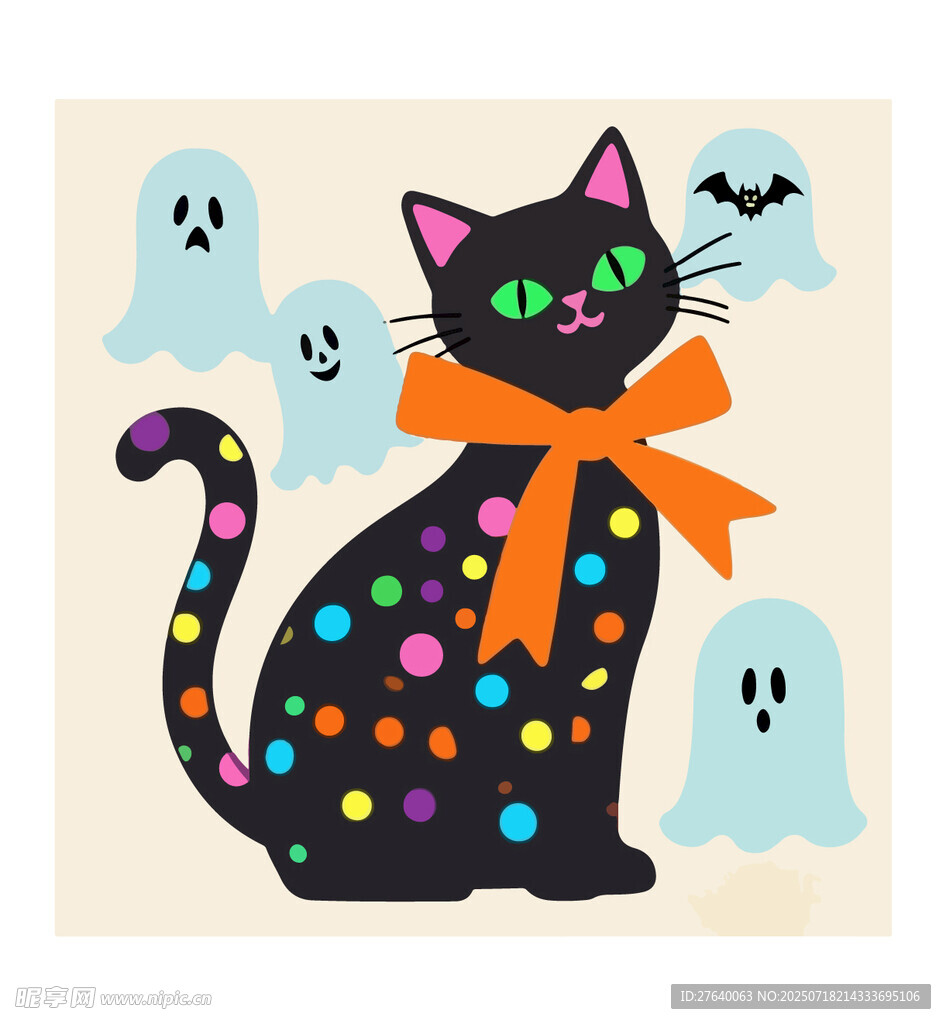万圣节黑猫插画