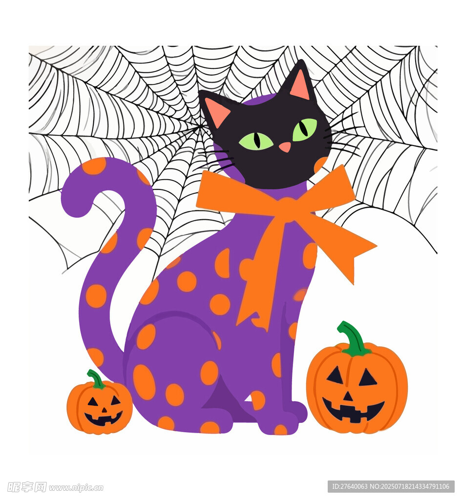 万圣节黑猫插画