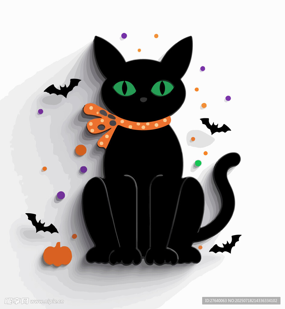 万圣节黑猫插画
