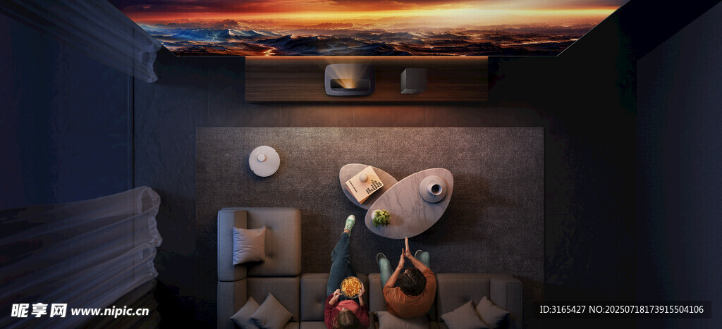 昏暗房间内的独特场景