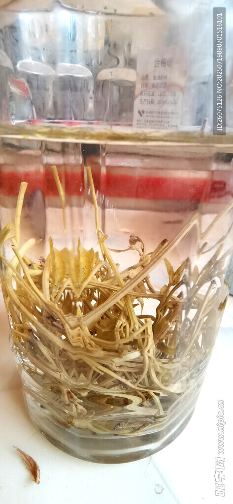 玻璃罐中泡开的莓茶