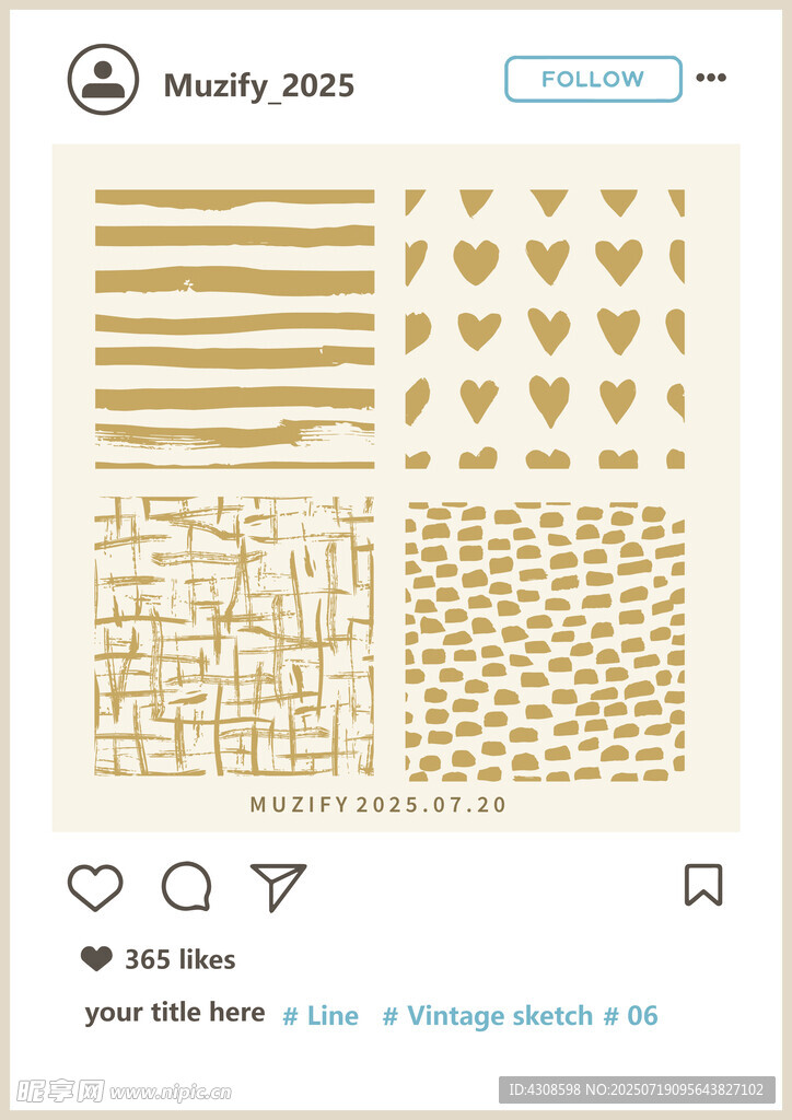 4款入线条印花图案