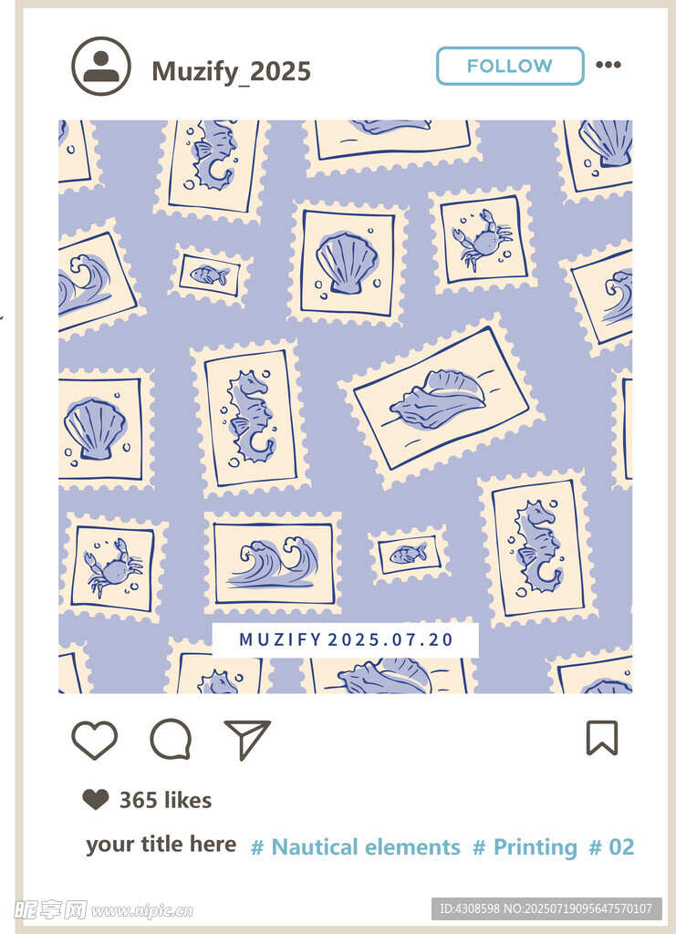 四方连续 海洋风印花图案