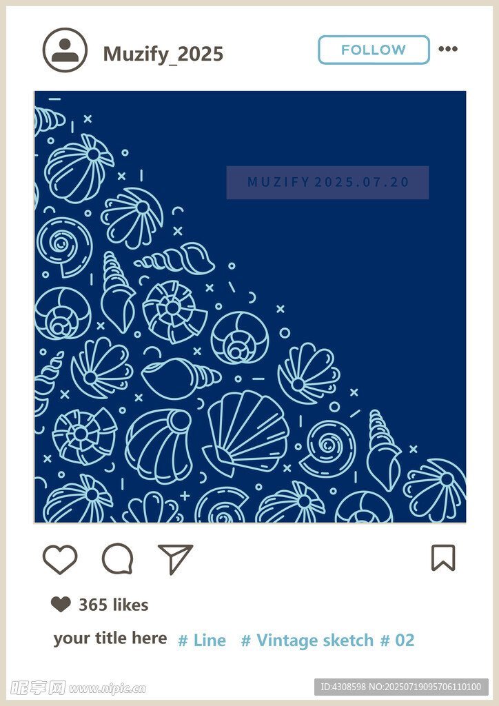 海洋生物线条印花图案