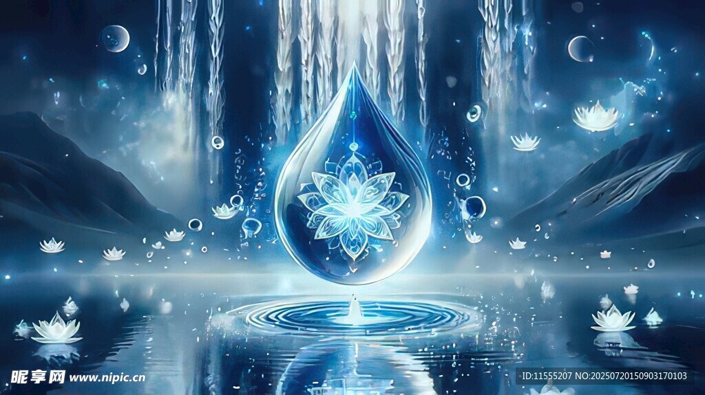 神秘循环轮回秘境月光净化水滴莲