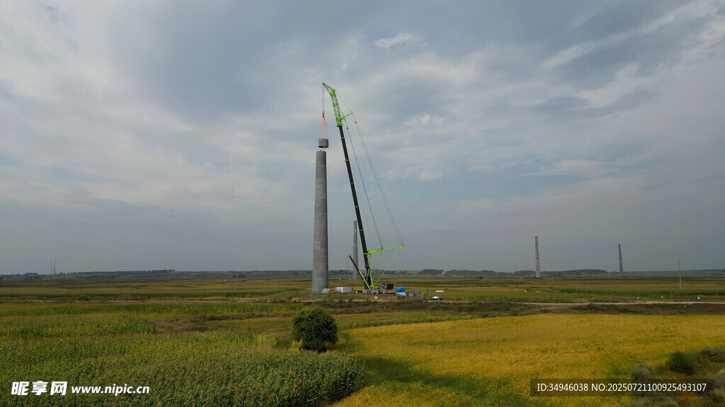 田野中的风力发电机组