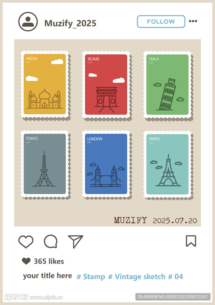 世界邮票矢量图