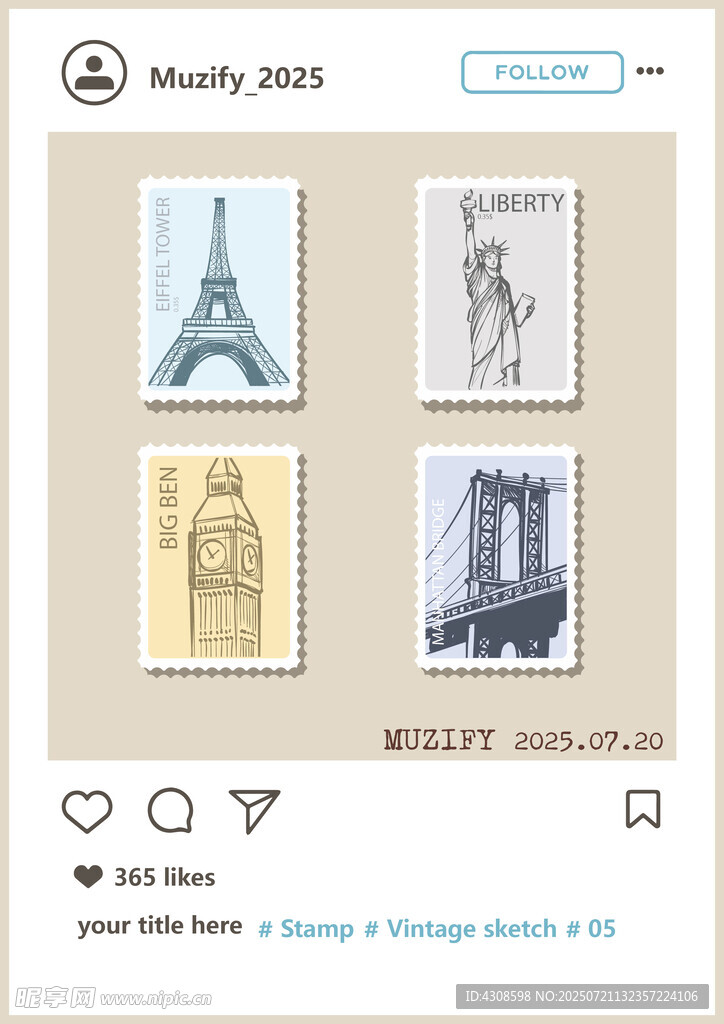 世界邮票矢量图