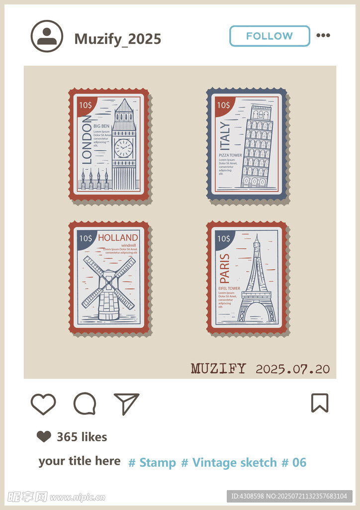 世界邮票矢量图