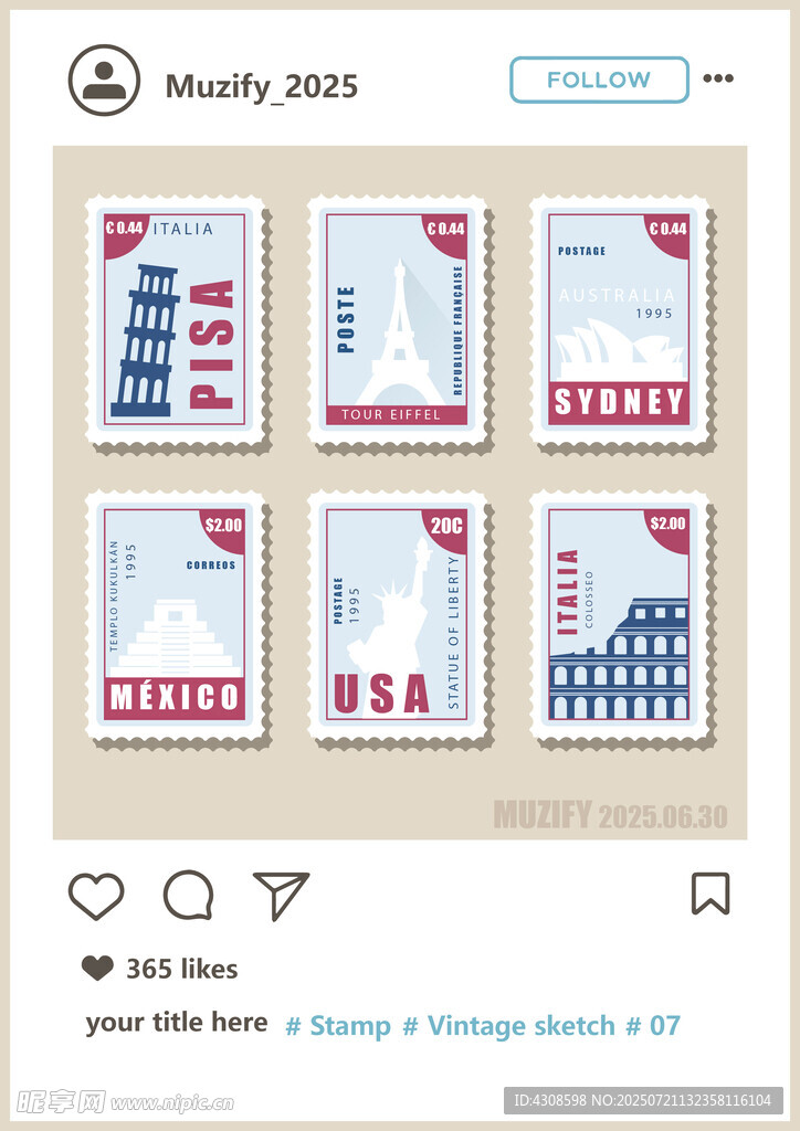 世界邮票矢量图