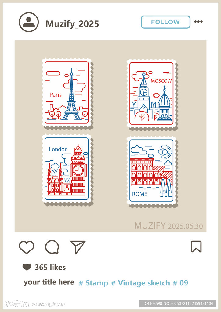 世界邮票矢量图