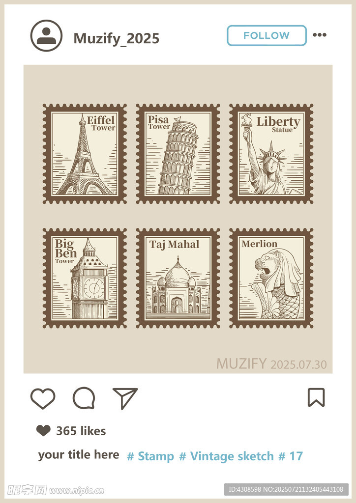 世界邮票矢量图