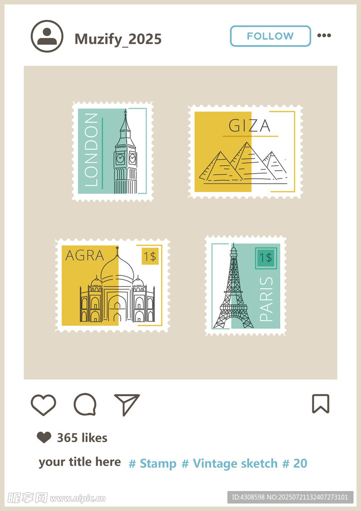 世界邮票矢量图