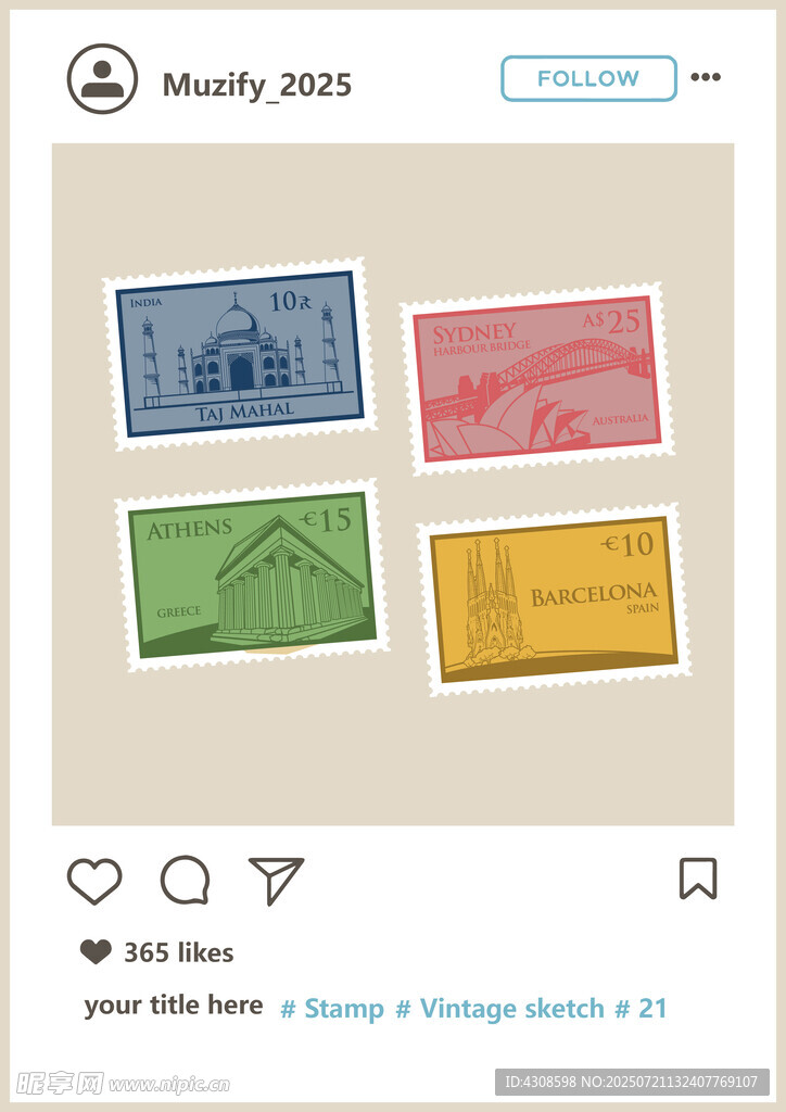 世界邮票矢量图