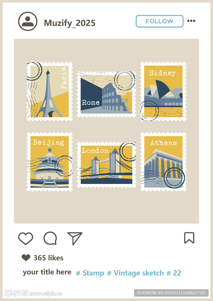 世界邮票矢量图