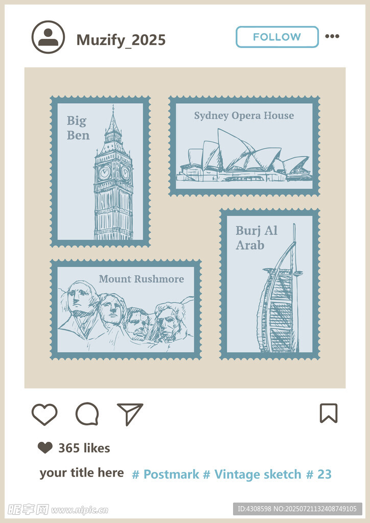 世界邮票矢量图