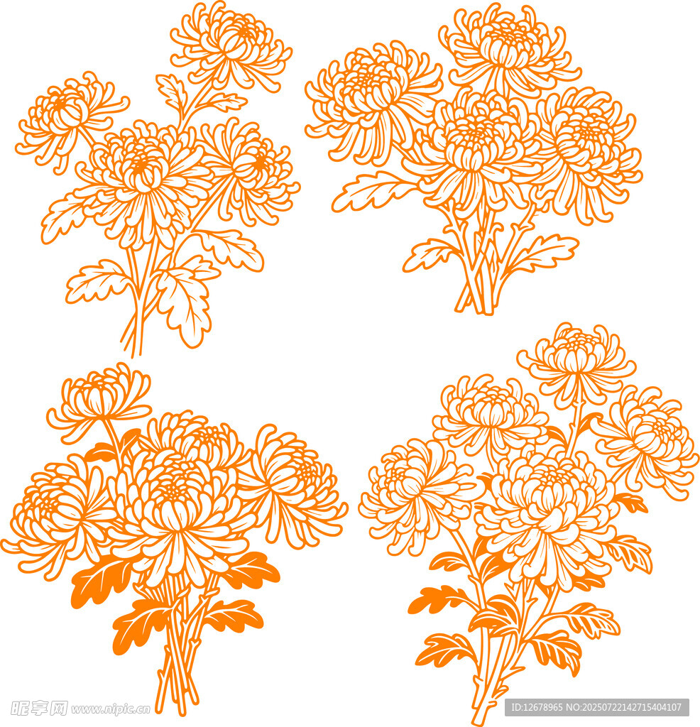 橙色菊花图案设计素材