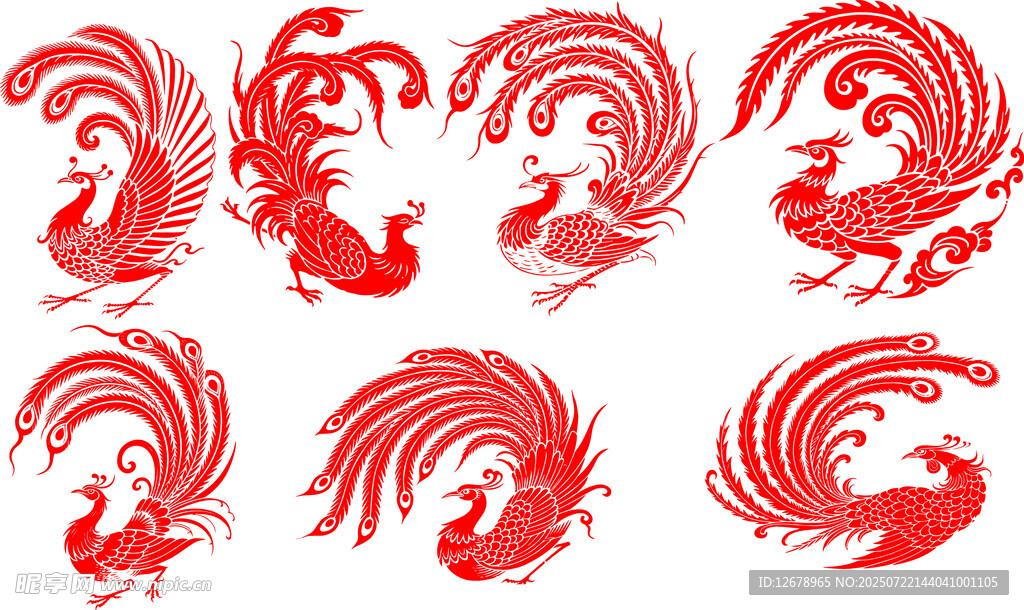 红色凤凰图案设计素材