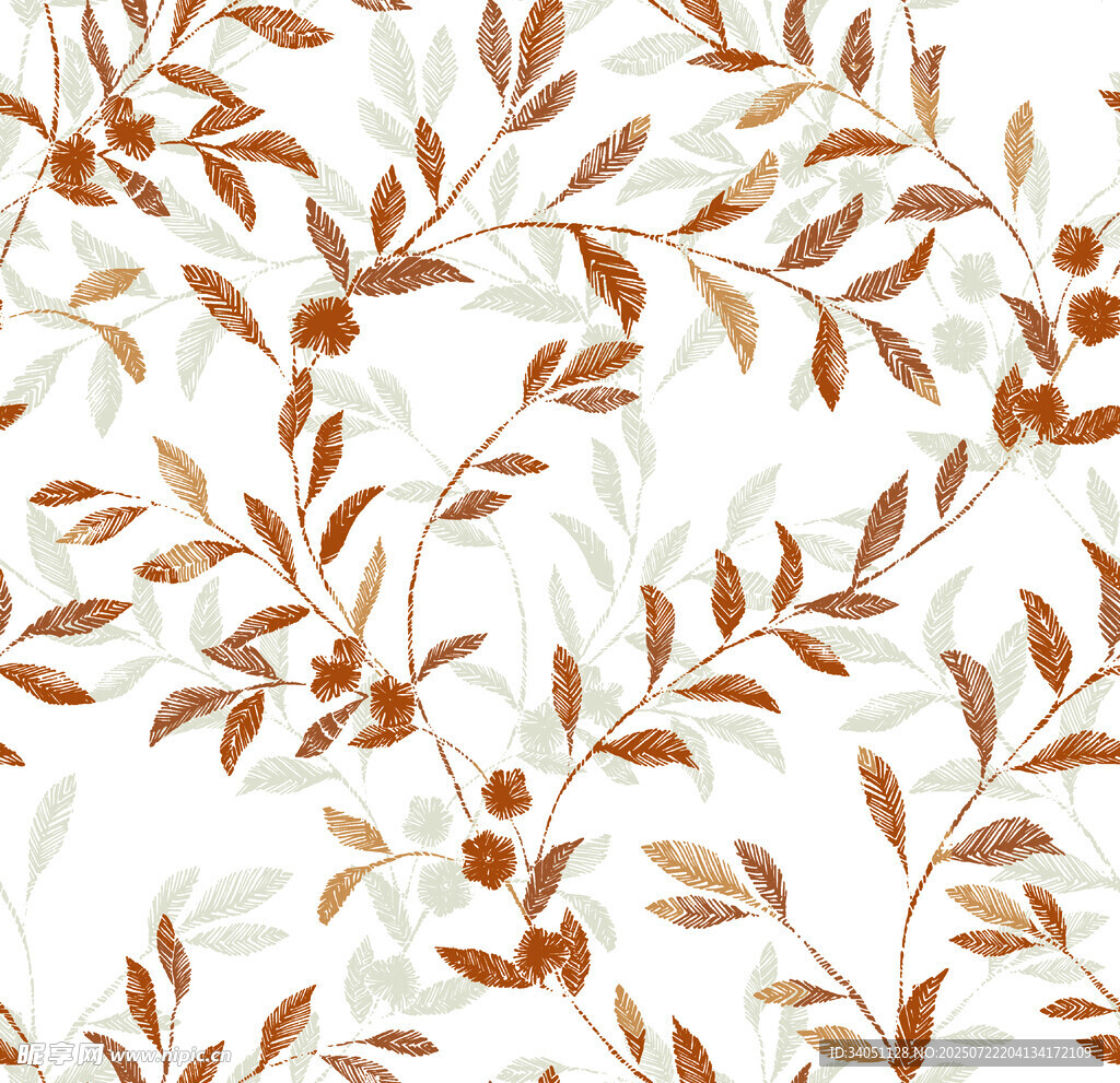 秋日树叶水彩无缝图案